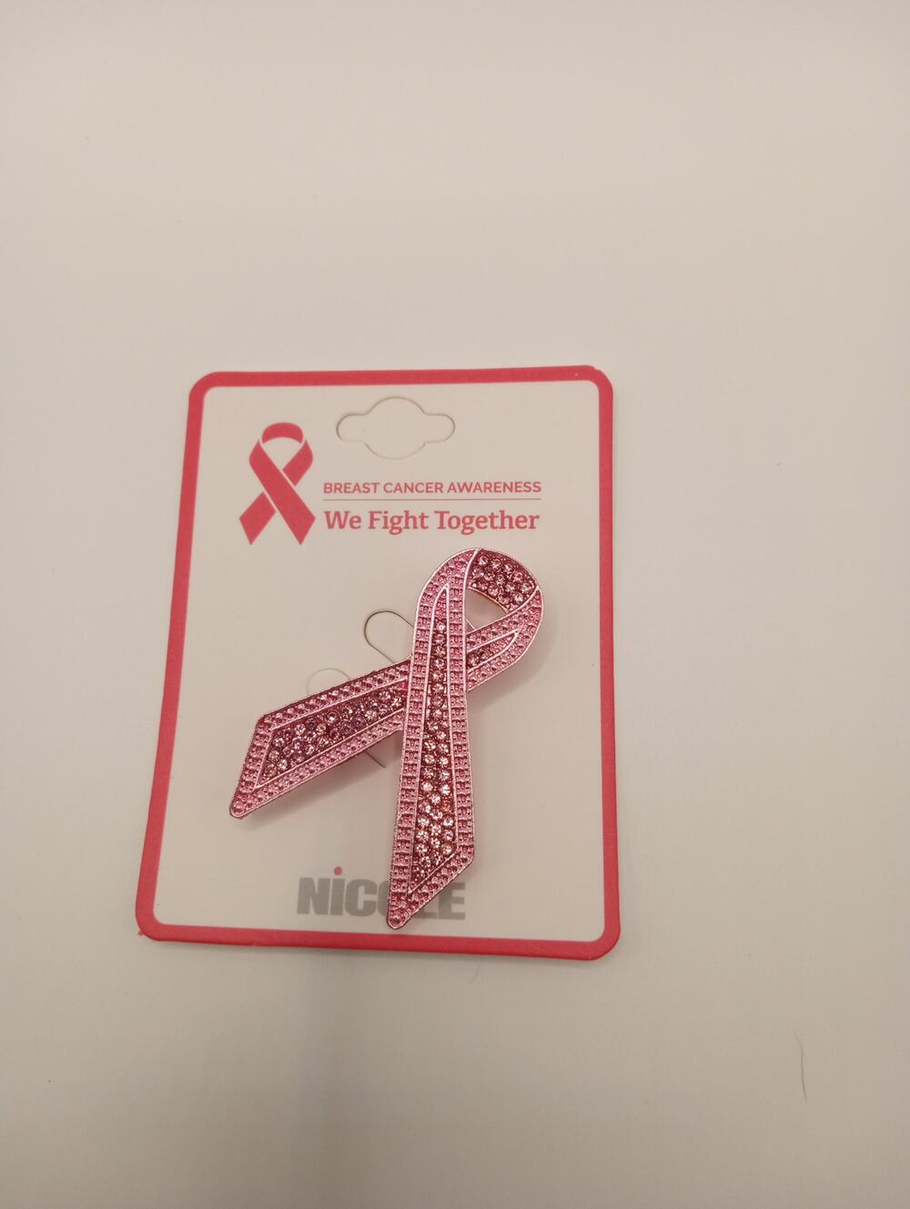 BREAST CANCER METAL BROOCH  PIN RIBBON PINK 1224-1229